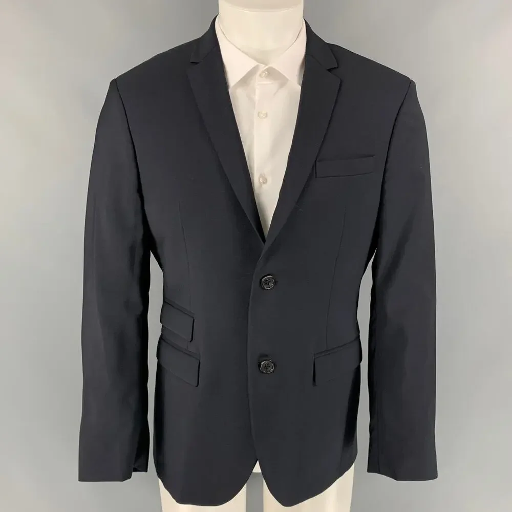 NEIL BARRETT Size 40 Navy Wool Single Breasted Slim Fit Sport Coat